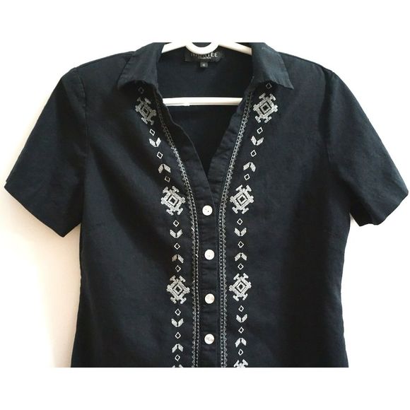 Montee Collection Ramie Embroidered button down - Picture 2 of 8